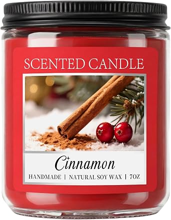 Homsolver Cozy Cinnamon Candle Scented Strong, Christmas Candles Cinnamon Stick Apple Scented with 50+ Hours of Burn Time, Fall & Winter Christmas Candles Gifts & Hoilday Home Decor