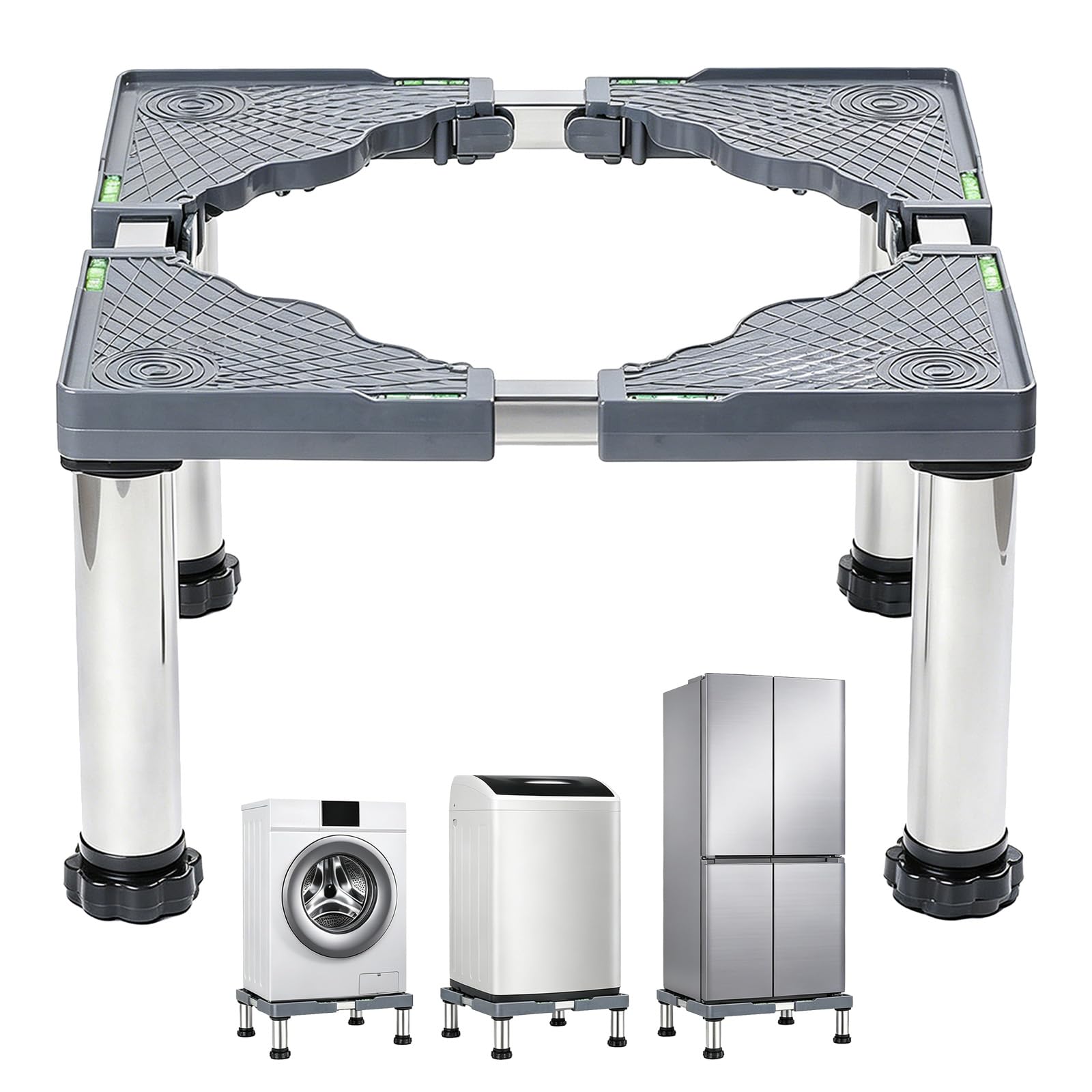 Genérico Base Lavadora Base para Refrigerador Regulable con 4 Patas de Acero Inoxidable Soporte para Lavadora Secadora Refrigerador