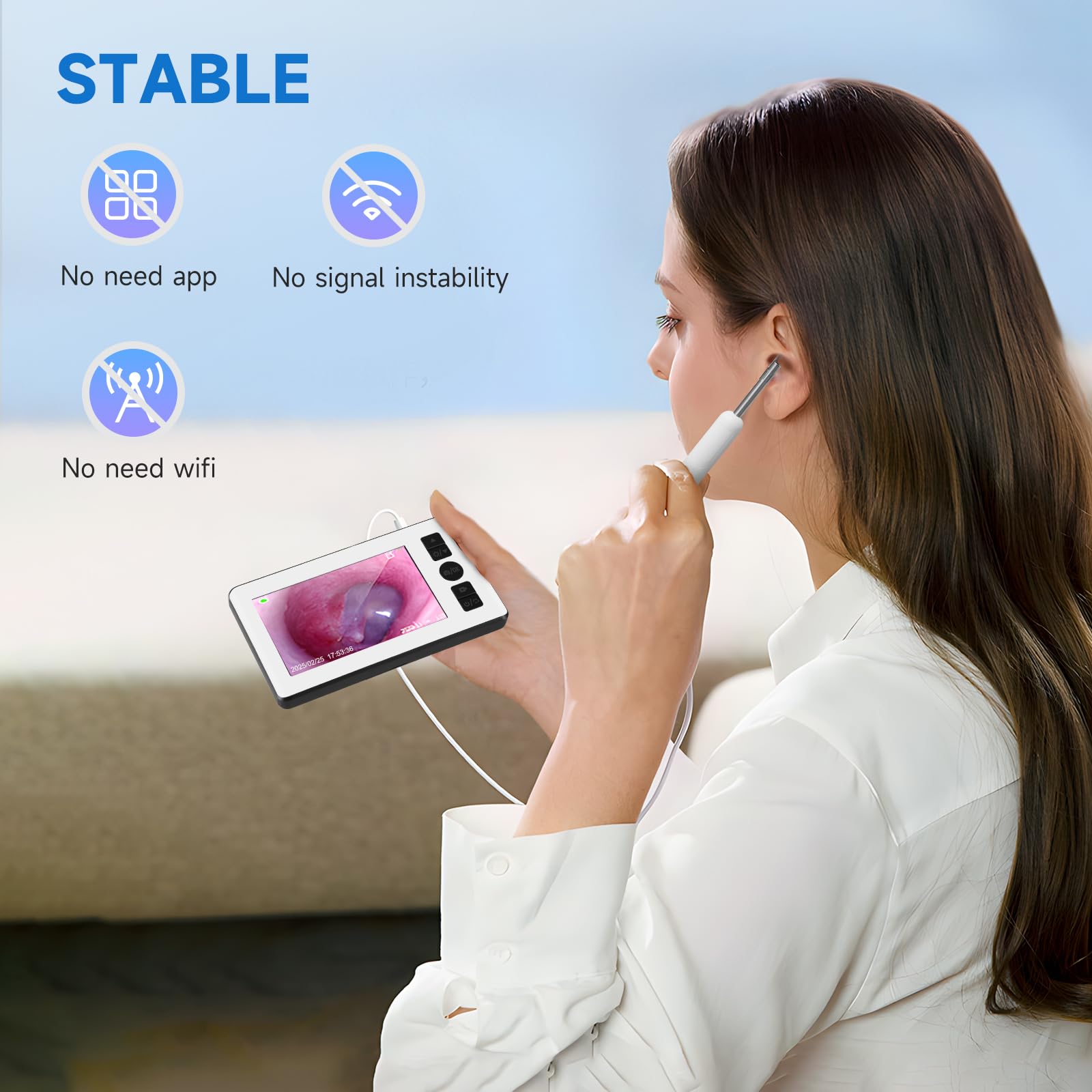 Otoscopio Digitale Professionale, 1080P HD IPS 4,3'' Pulisci Orecchie con Telecamera, Ear Cleaner con Endoscopio a 6 LED, 64 GB Supporto per Foto e Registrazione Video per Bambini e Adulti
