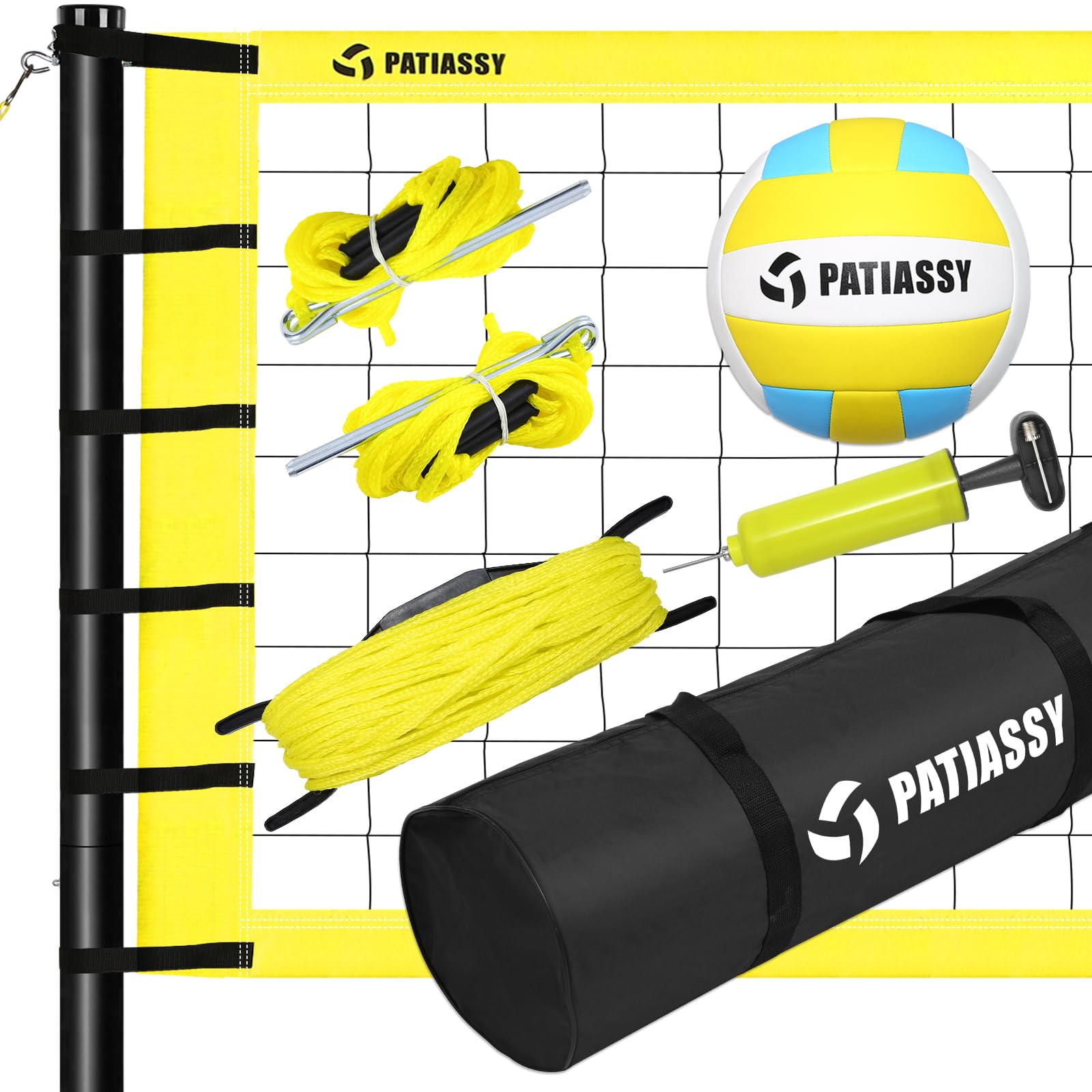 Patiassy Outdoor Portable Volleyball Net Set System Quick & Easy
