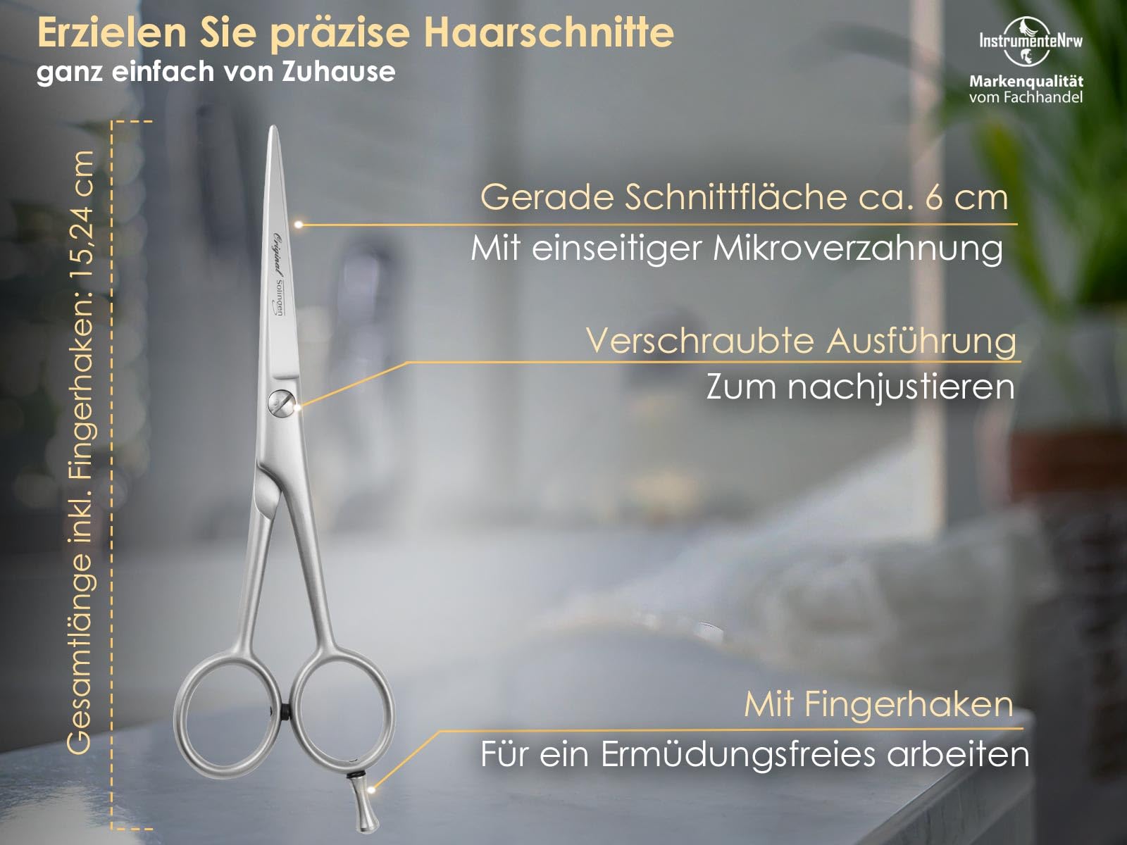 Haarschere aus Solingen Friseurschere mit Mikroverzahnung Made in Germany Edelstahl 15,24 cm