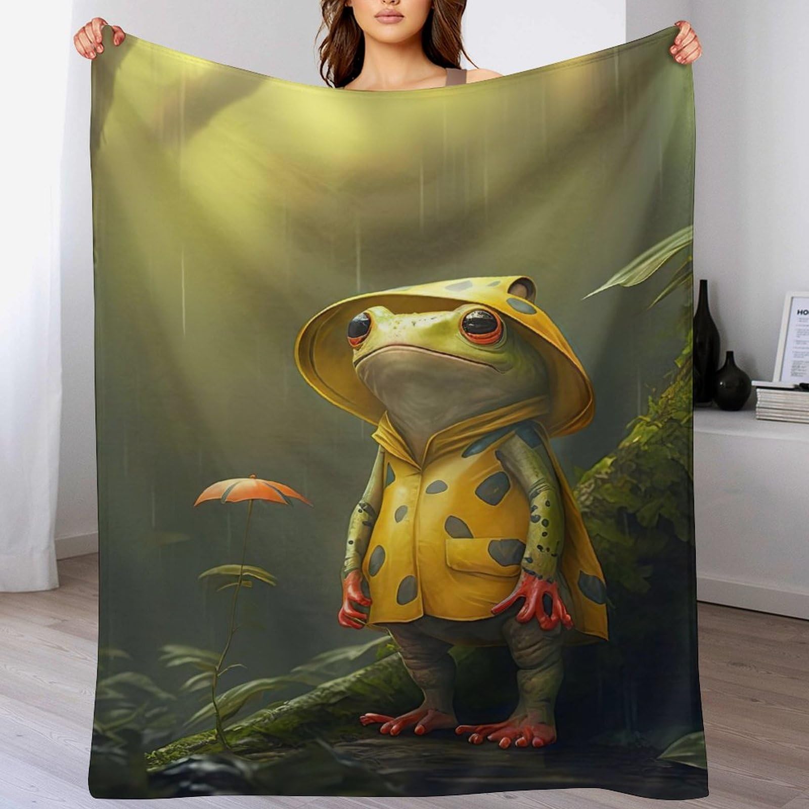 LLXXHH Frog Throw Blanket, Soft Microfiber Fluffy Flannel Blankets for Bed Sofa Couch Settees, Kids Adult Gift Travel 150×200cm