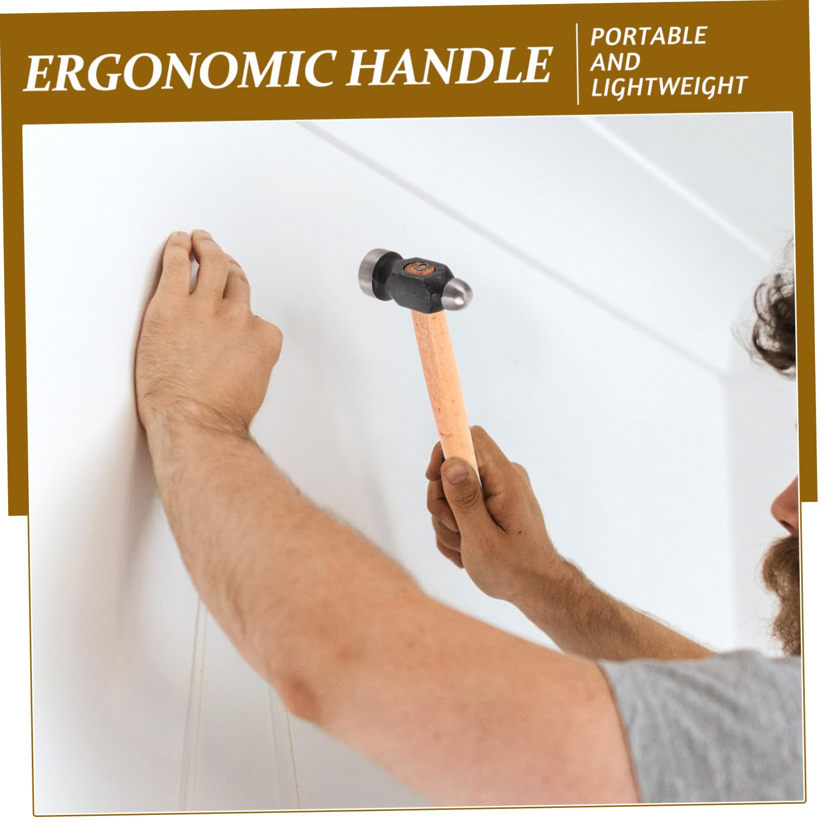 OSALADI Round Head Wooden Handle Hammer Round Head Mallet Home Installation Hammer Woodworking Hammer Leathercraft Hammer Mini Woodworking Tools Jewelry Hammer Household Hammers Iron