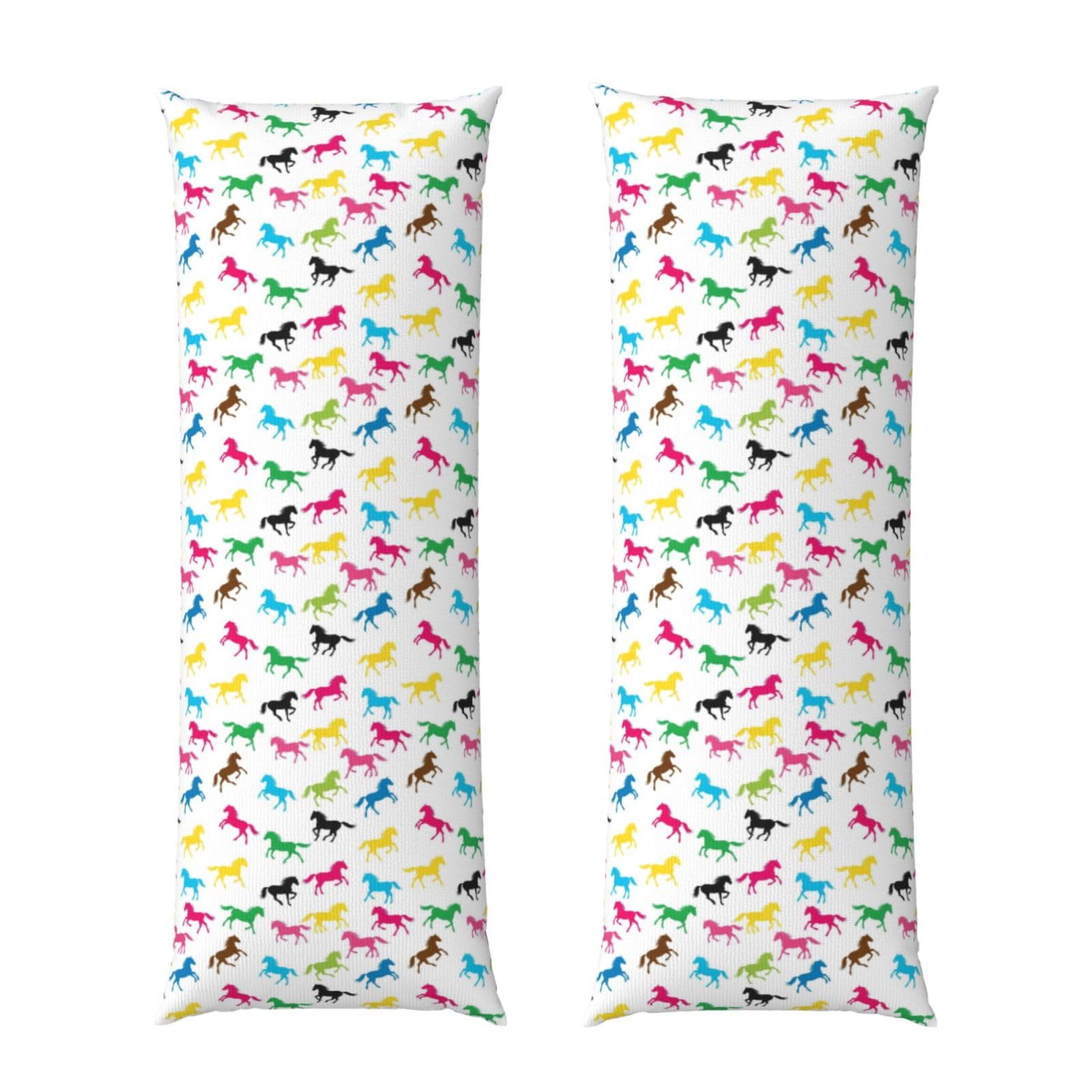 Body Pillow Cover 20x60 Colorful Horse, Zippered Microfiber Pillowcase, Soft Cozy Cushion Case, Wrinkle Fade Resistant for Bed Couch
