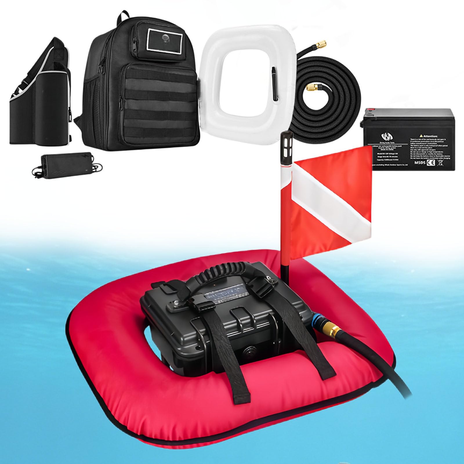 Portable Tankless Scuba Diving System Underwater Breathing Device Red