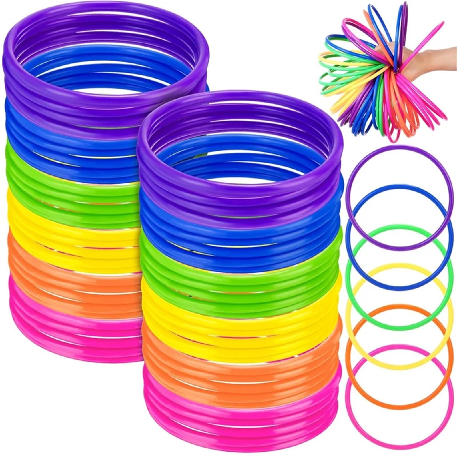 Anillos De Agilidad 10 Anillos de plástico Multicolor for lanzar Aros, Practicar Velocidad, Agilidad y Juegos de Carnaval en el Patio de recreo.(10PCS Size 30CM)