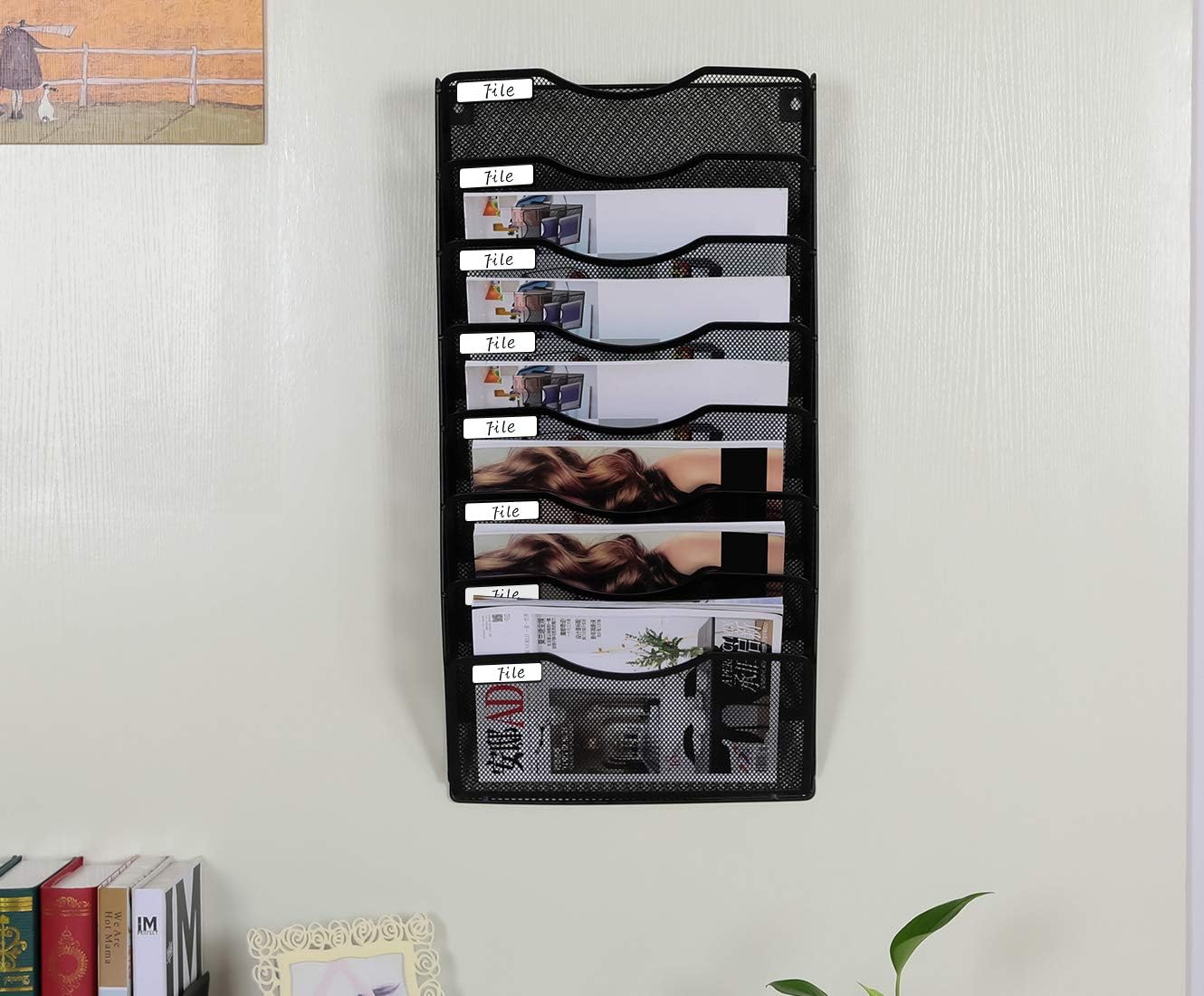 Grеаtеѕt Prоduсt EasyPAG 8 Pocket Metal Wall File Holder Hanging File Folder Organizer Magazine Rack,Black