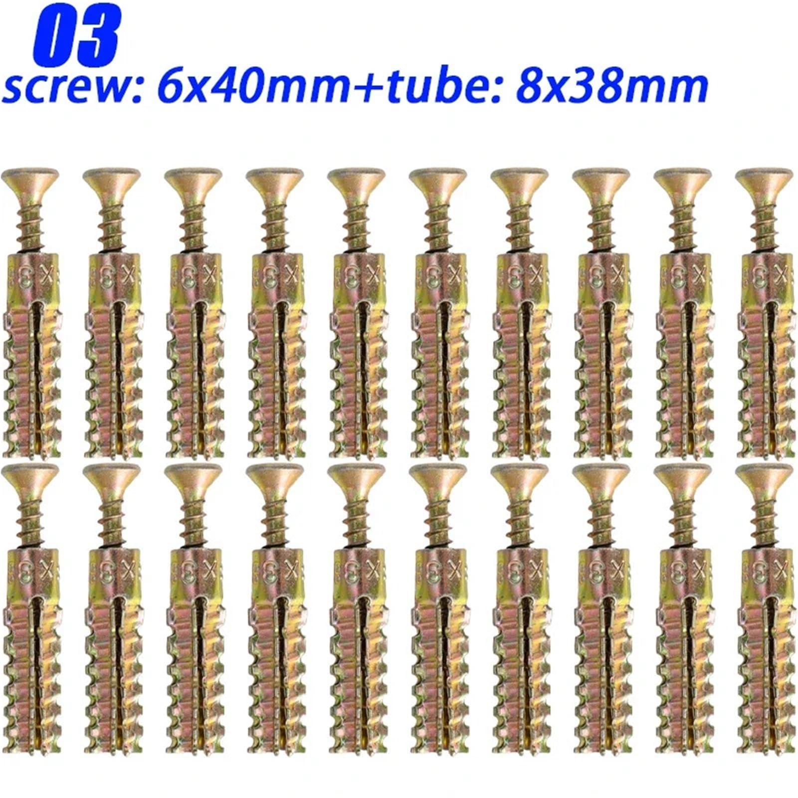 Pernos De Expansión 10/50 juegos de tubo expansión Metal espinoso dentado, anclaje pared acero, tornillo autorroscante, sujetadores hormigón(03,50PCS)