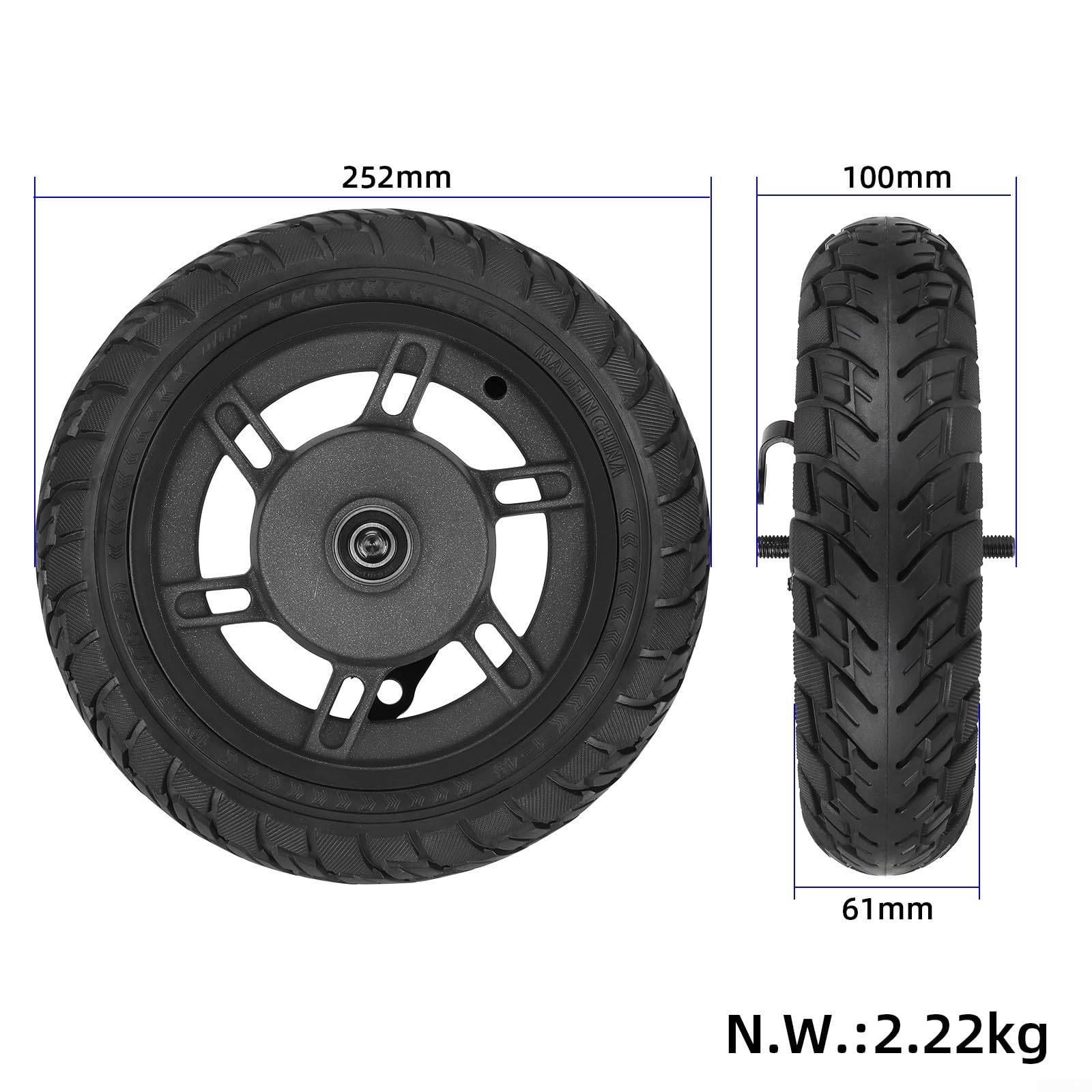 Pneu solide tout-terrain 10x2,5 pour terrain accidenté