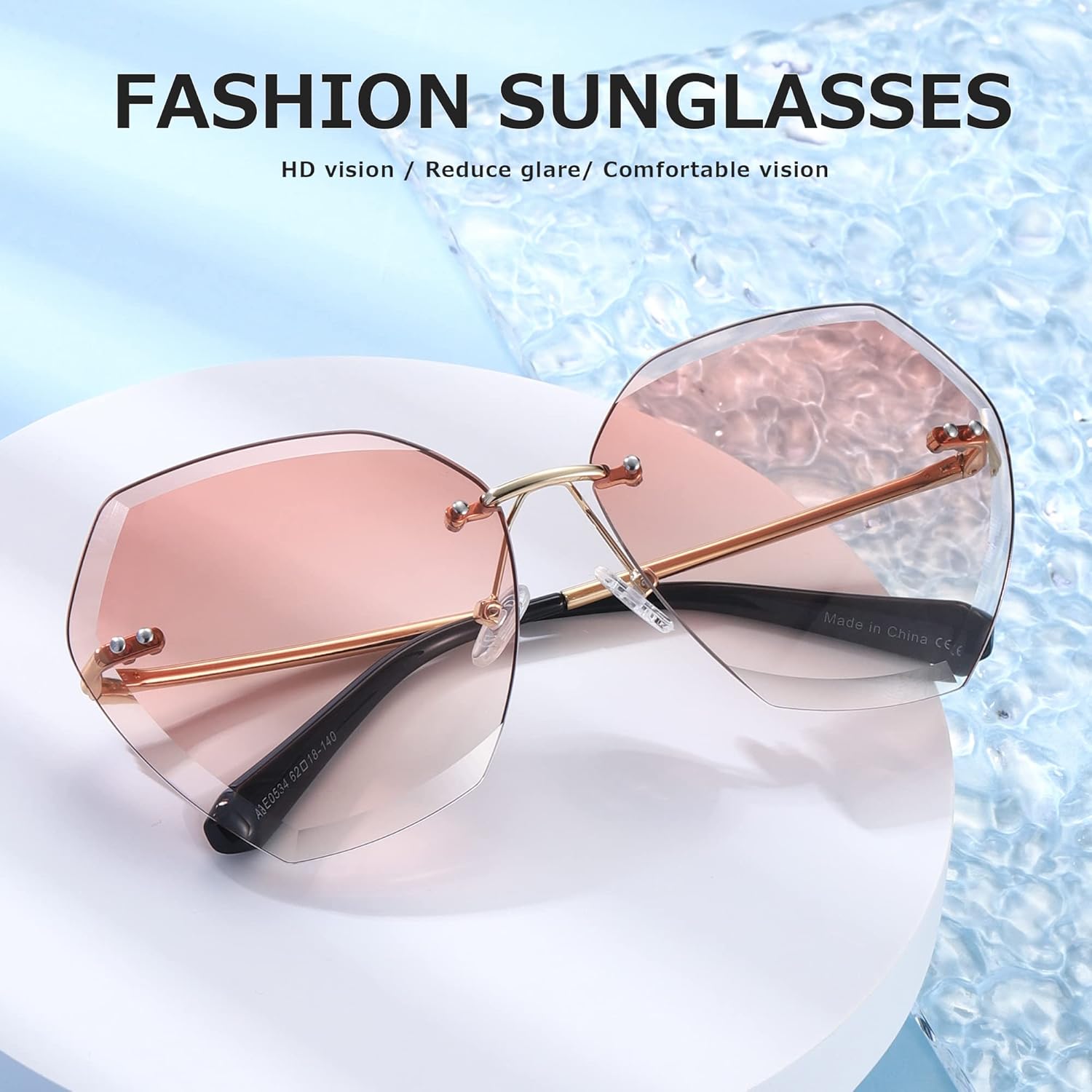AEVOGUE Sunglasses For Women Oversized Rimless Diamond Cutting Lens Sun Glasses AE0534 - Image 2
