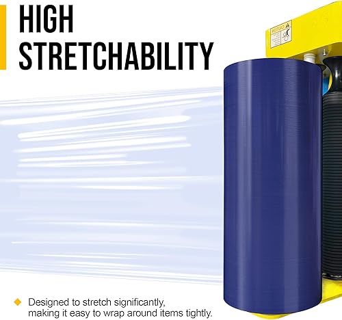 Miniatura 4 de 8NET - Envoltura elástica resistente de 20 pulgadas x 5000 pies, calibre 80, película retráctil de plástico azul, caja de 1 rollo