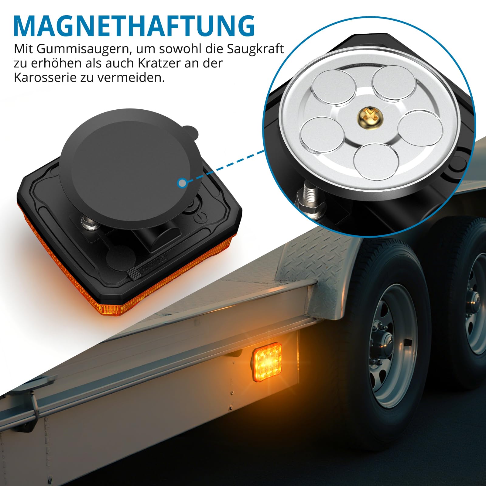 AUTOUTLET 2 Stück Warnleuchten Wiederaufladbar, Kabellose LED Magnetische Warnlicht mit 2000mAh Akku & 18 Blinkmodi, IP65 Wasserdicht Blinklichter E9 & E57 Mark, Warnung Beacon Notfall Lichter
