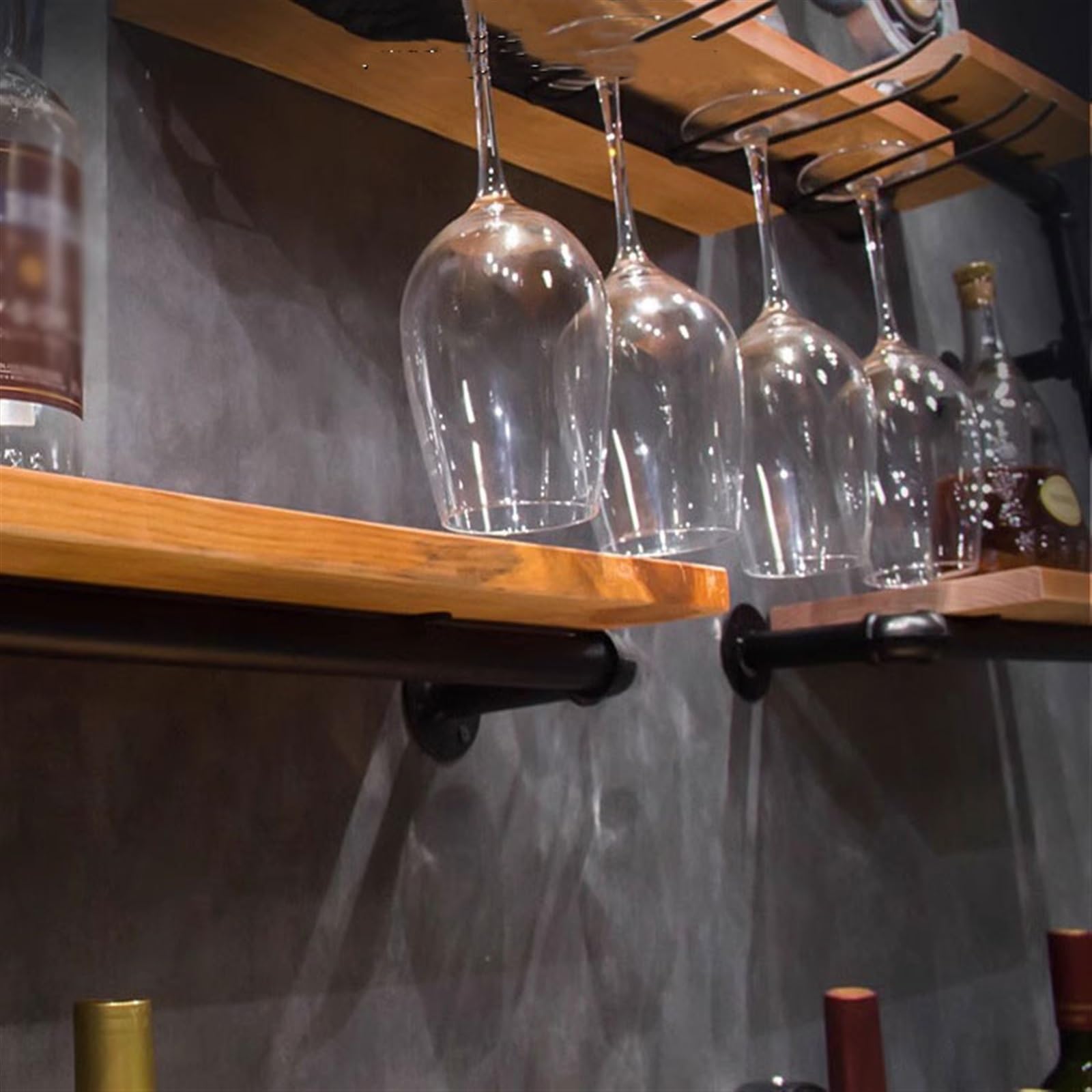 Botellero Enfriador de Vino de Estilo Industrial Creativo, Estante de Vino montado en la Pared for el hogar, Estante de Pared de Tubo de Hierro, decoración Portabotellas de Vino