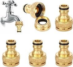 Jubaopen 5 Pcs Faucet Adapter, Hose Connector Tap Connector Internal Thread Adapter 1/2 & 3/4 External Thread Brass Garden Hose