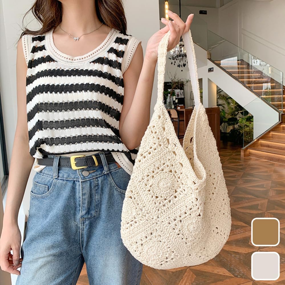 Canvas Tote Bag for Women, Large Capacity Reusable Shoulder Bag with Inner Lining & Buckle Closure, Shopping Work Daily Tote (Beige) - Image 9
