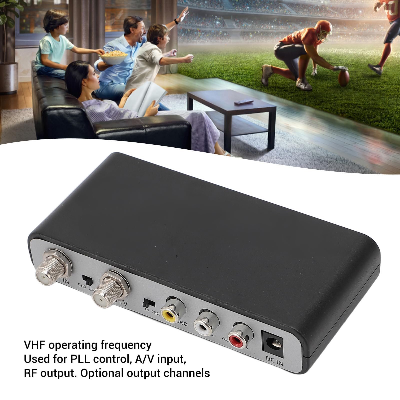 Digital RF Modulator, AV to RF Converter, Supports PAL NTSC VHF Frequency, AV to RF Modulator for CATV System, Professional VHF Demodulator Converter