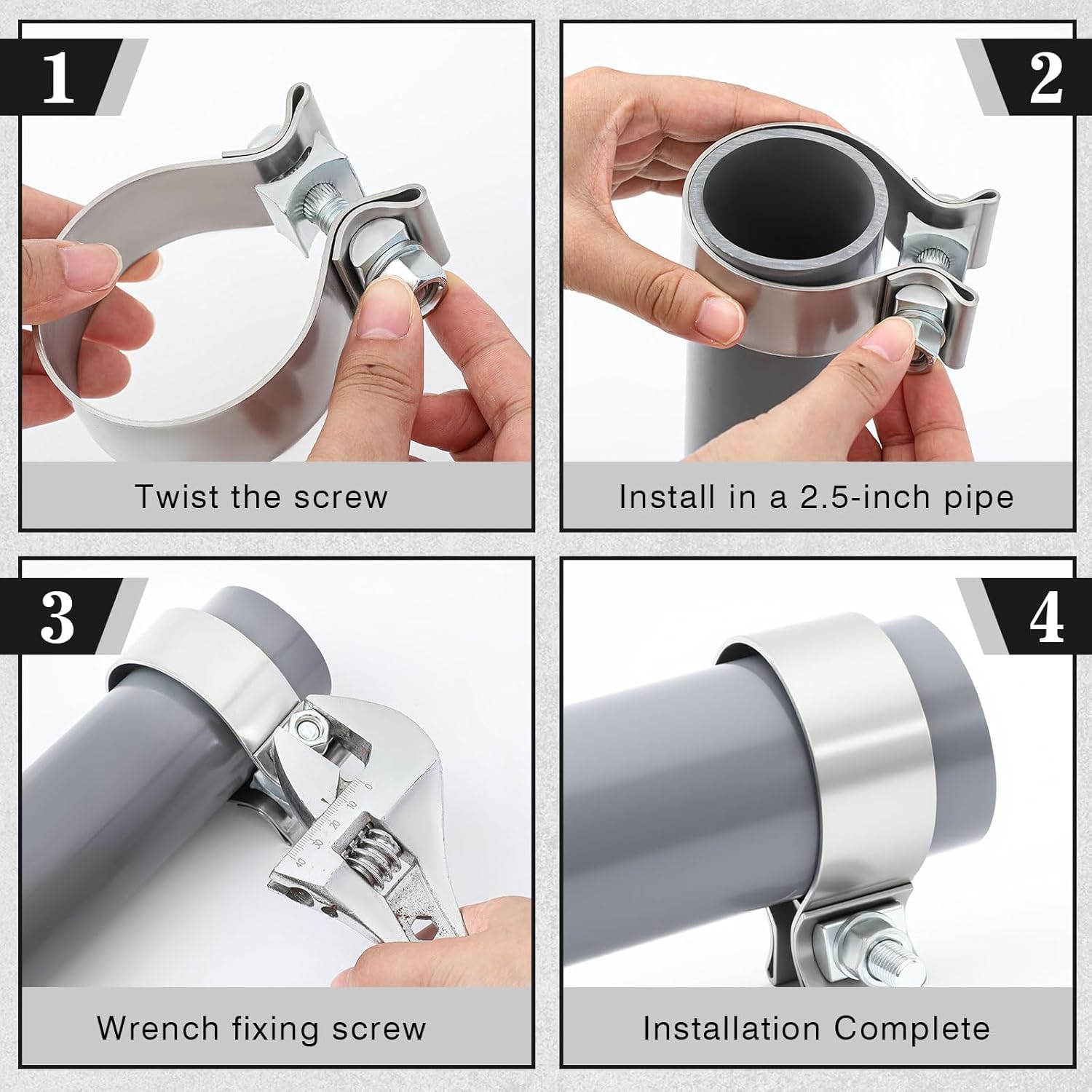 6 Pcs 2.5 Inch Muffler Clamp, 2 1/2" Narrow Band Muffler Clamp Stainless Steel for Pipes and System Repair