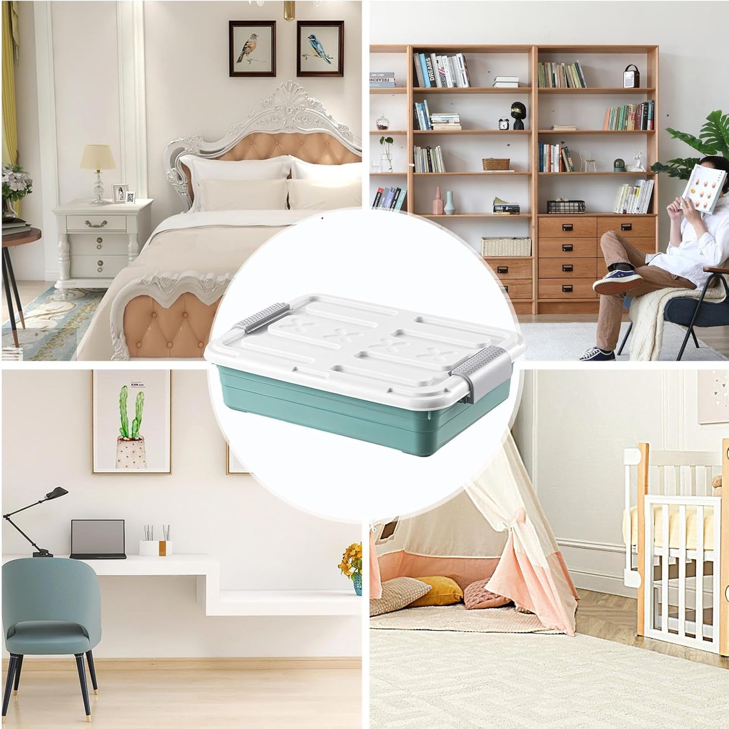 Under Bed Storage Box - Waterproof Under Bed Storage Containers With Casters | Large Underbed Storage Containers Clothes, Strong Load-Bearing Organizing Boxfor Toy, Clothing