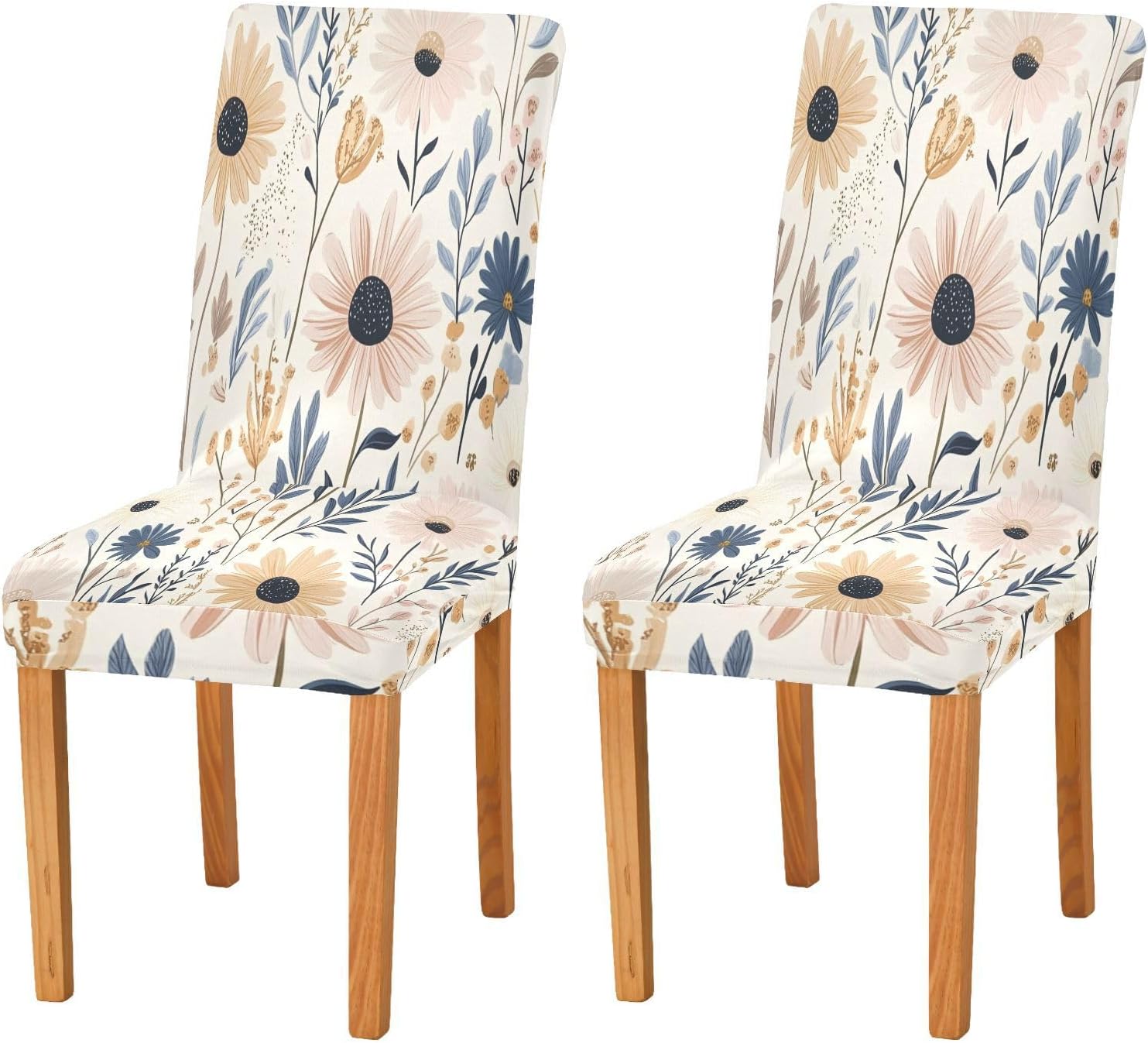 ALAZA Chair Covers for Dining Room, Natural Colors Daisy Floral Field Stretch Chair Cover Sets Chair Protector Removable Washable for Ktichen Restaurant Hotel