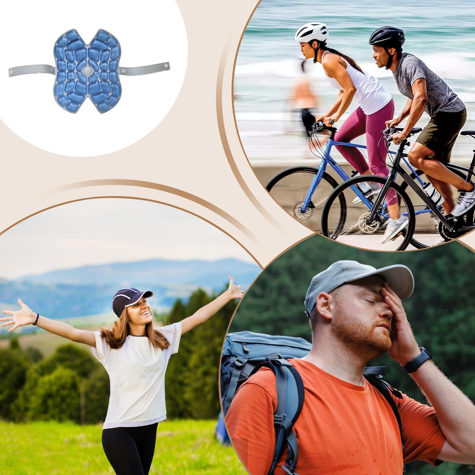 Cappello Con Ghiaccio - Cuscinetto Rinfrescante | Cuscinetto Superiore Casco Con Effetto Freddo Per Uomini Sport Equestri Escursioni All'Aperto