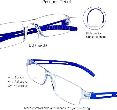 Miniatura 2 de 5 pares de anteojos de lectura, anteojos con filtro de luz azul, anteojos de lectura para computadora para mujeres y hombres, marco de anteojos