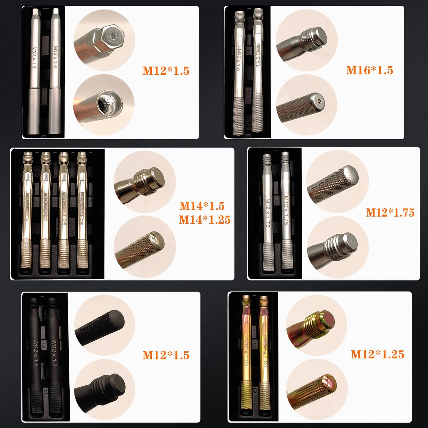 14Pcs Wheel Stud Alignment Pin Set, Wheel Hanger Rim Stud Bolt Nut, Wheel Balancing Tool for Vehicles, Hub Fixing Positioning Rod, Guide Studs, Rim Stud Pilot Pin, Tire Change Guide Tool