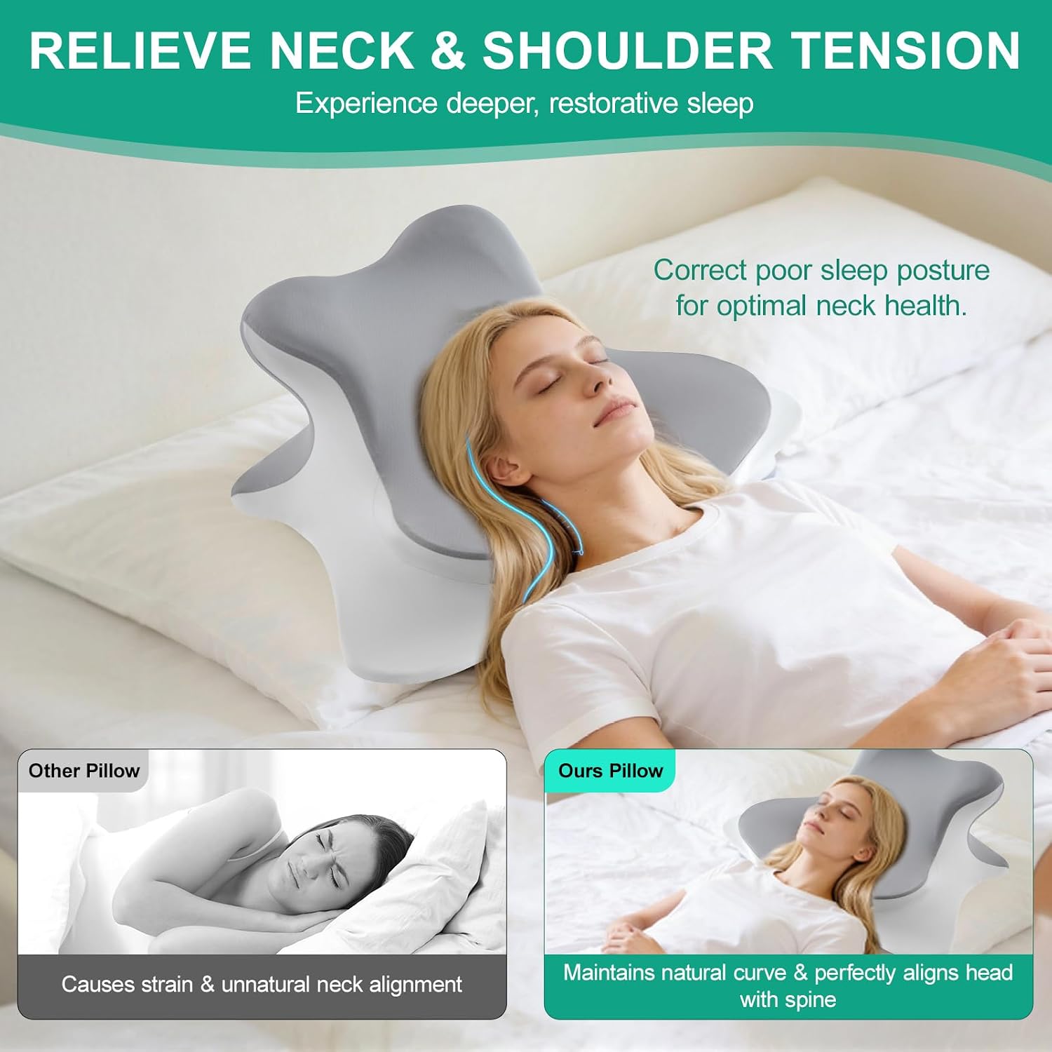MOONYOOY Ergonomic Reading Pillow for Bed, Premium Memory Foam Wedge Pillow for Prone, Leaning & Back Support, Cooling Ice Silk Cover for Couch & Headboard Relaxation - Grey
