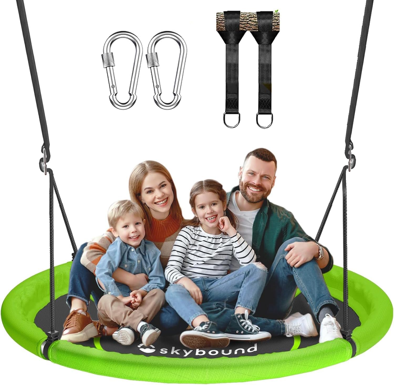 43" Tree Swing 600LB Weight Capacity with Hanging Carabiners, Waterproof Flying Saucer Swing for Kids Adults, Durable Outdoor Disc Swing for Backyard, Camping (Blue)