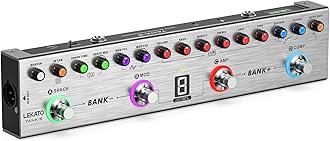 LEKATO Bass Multi Effects Pedal, Bass Effects Pedal with 36 Presets, Editable 4 Modules, Amp, Compressor, Mod, Space, Reverb, IR CAB, Tuner, BT Connection, Music Recording