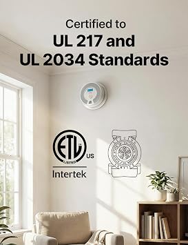 X-Sense 10-Year Battery Combination Smoke Carbon Monoxide Alarm Detector with Large LCD Display, UL 217 & UL 2034 Certified, Standalone Model SC07, 1-Pack