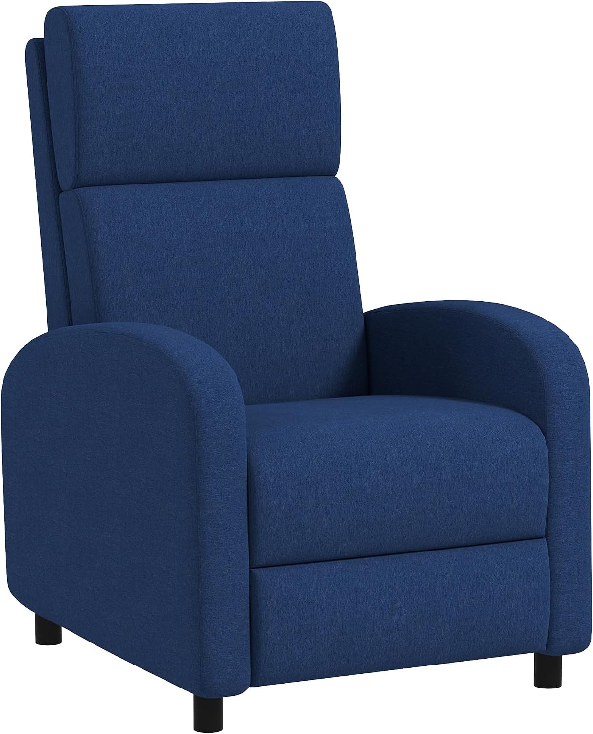 HOMCOM Poltrona Reclinabile Con Poggiapiedi In Velluto Blu - Seduta Imbottita Con Gambe In Legno, Max 120kg