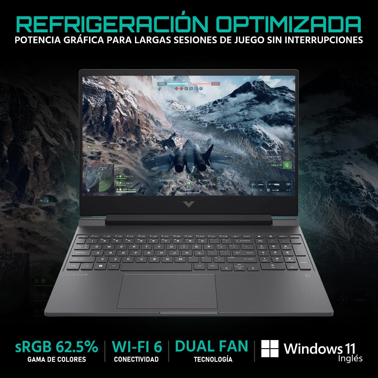 HP Laptop Gamer Victus NVIDIA GeForce RTX 4050 Intel Core i5 13420H 16GB RAM 512GB SSD 15.6" Windows 11 Home Teclado en Ingles