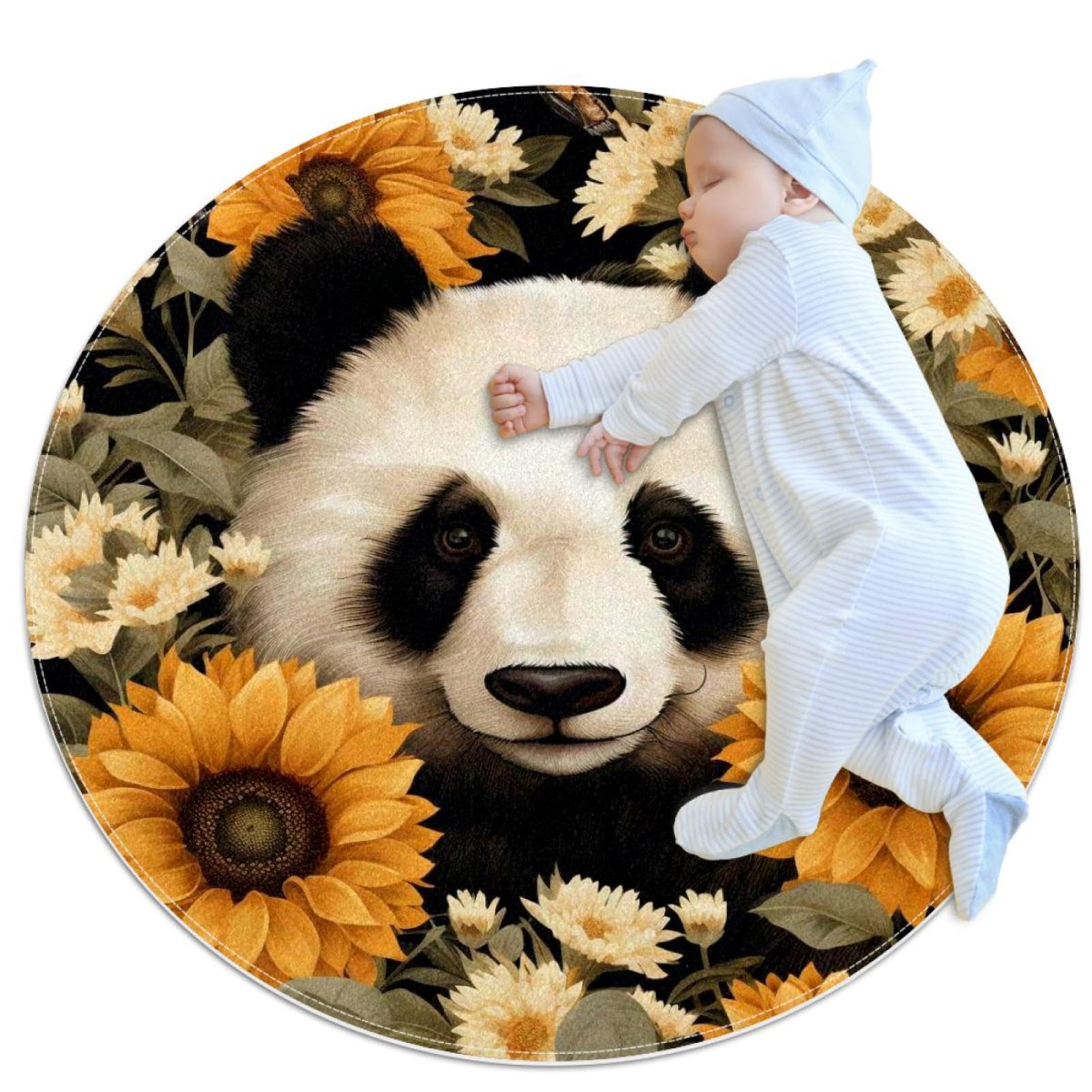 Tapis de salle de bain panda rond antidérapant évite les glissades