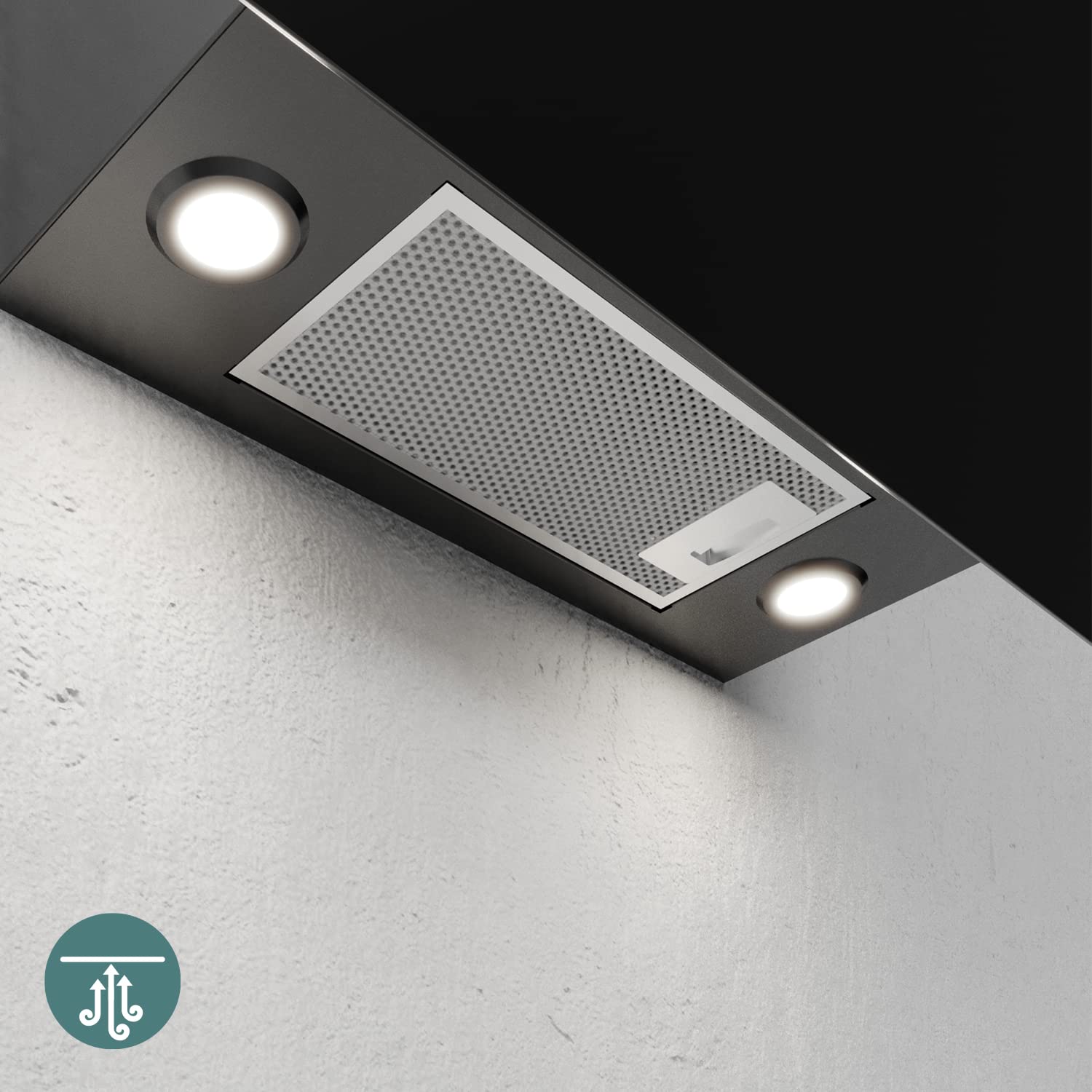 KÜGERR patentierte Leisetechnologie | D8S60UP1G | 60cm leise Wand-Dunstabzugshaube | ab 35 dB - bis 765 m³/h | Abluft - Umluft | 2 Jahre Garantie | Glas | LED