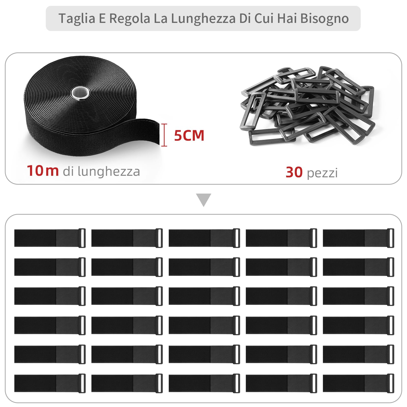100Pcs 150mm-300mm Nero Nylon fascette per cavi in plastica con cerniera serratu