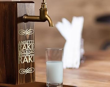 Bk Gift Custom Raki Printed Faucet Natural Wooden Drink Stand, Drink Fountain, Birthday Gift, Home Gift, Beverage Dispenser