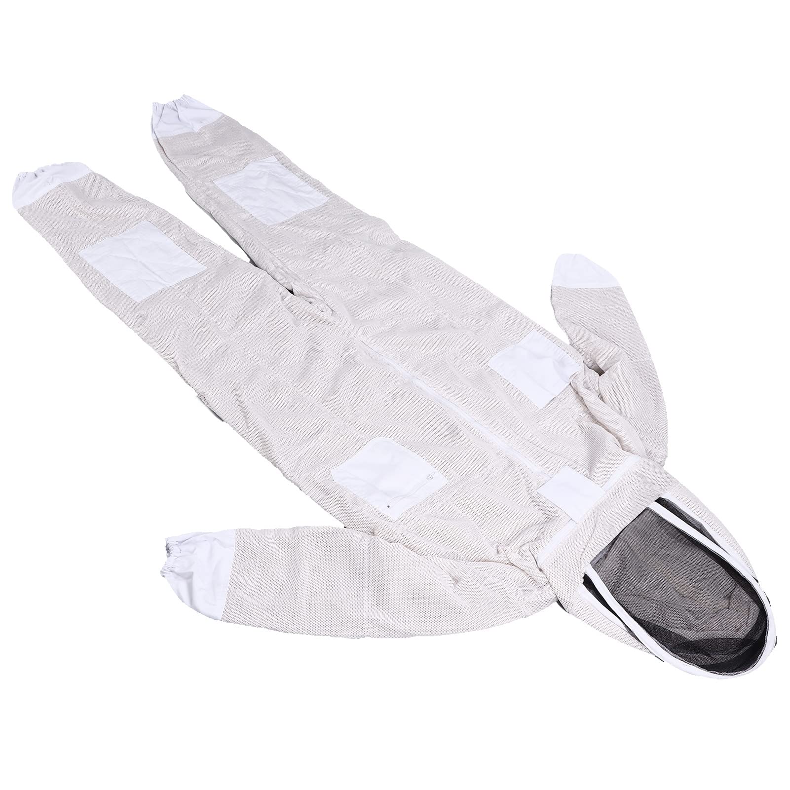 Cocoarm Traje de Abeja Profesional, Traje de Apicultor Ventilado de Red de 3 Capas, de Abeja Siamesa de Poliéster con Velo con Capucha Desmontable, 4 Bolsillos Delanteros para Apicultura (L)