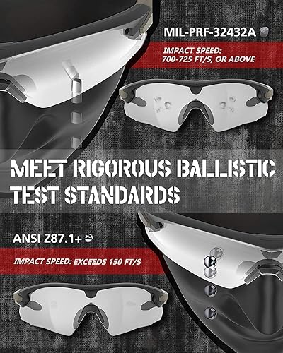 Miniatura 6 de HUNTERSKY - Gafas tácticas de tiro de grado militar, protección contra impactos balísticos, Airsoft Paintball