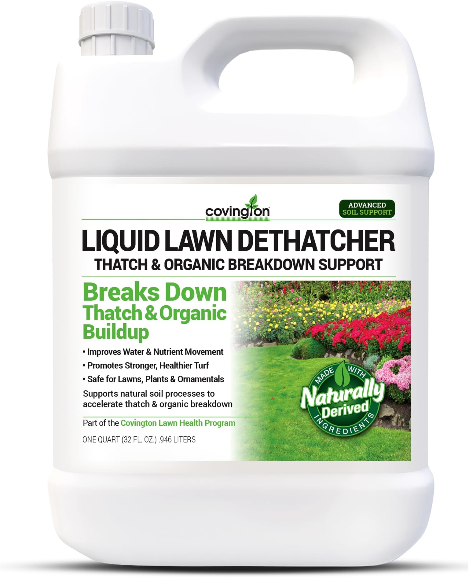Covington Liquid Lawn Dethatcher (32oz) – Liquid Aerator Concentrate & Humic Thatch Remover, Soil Softener & Grass Thatch Buster for Lawns & Gardens – Kids & Pet Safe, Made in USA