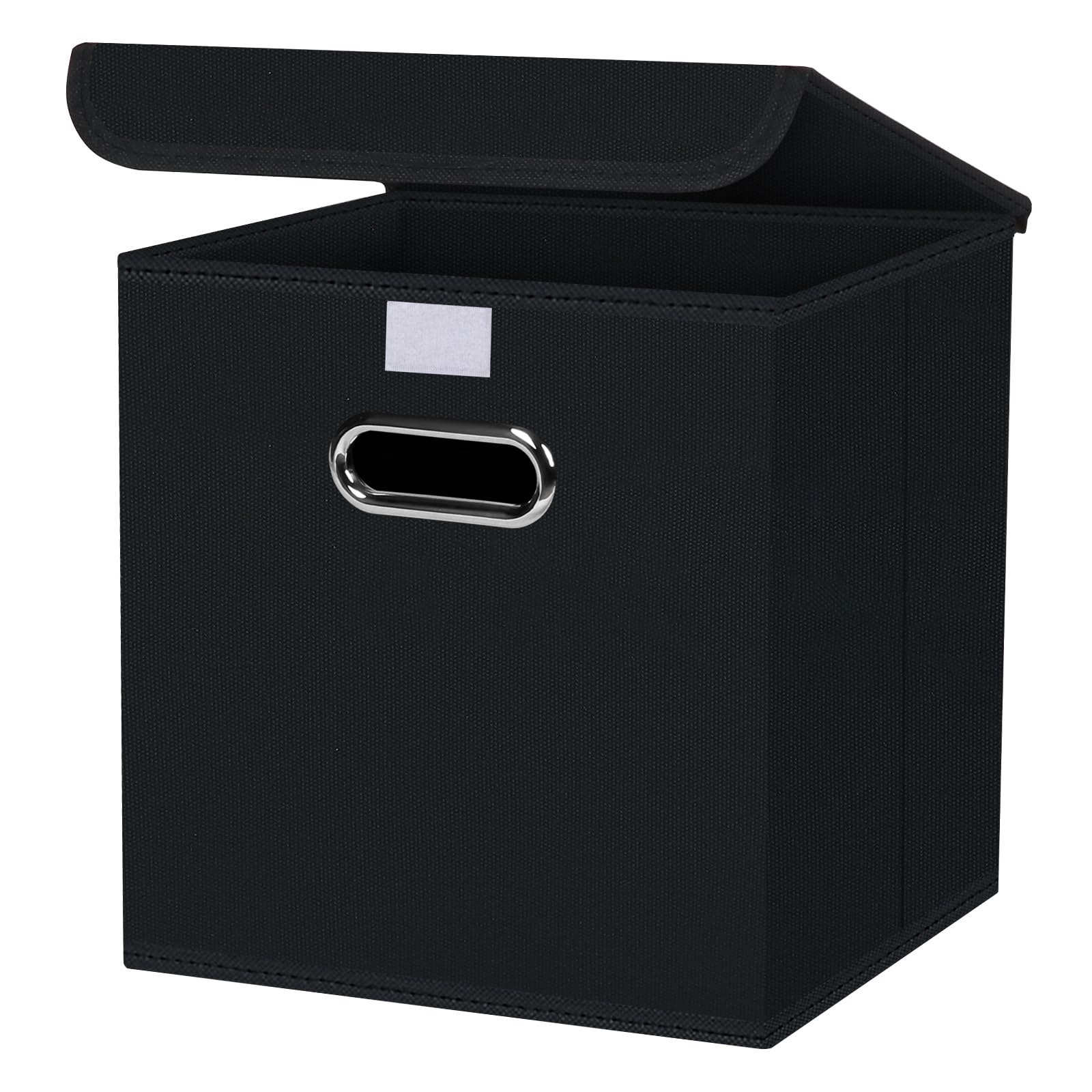 Fabric Storage Cube Bins with Lids Closet Organizers collapsible storage bins basket with Handles for Home,Storage Boxes for Organizing,1 Pack,(Black)