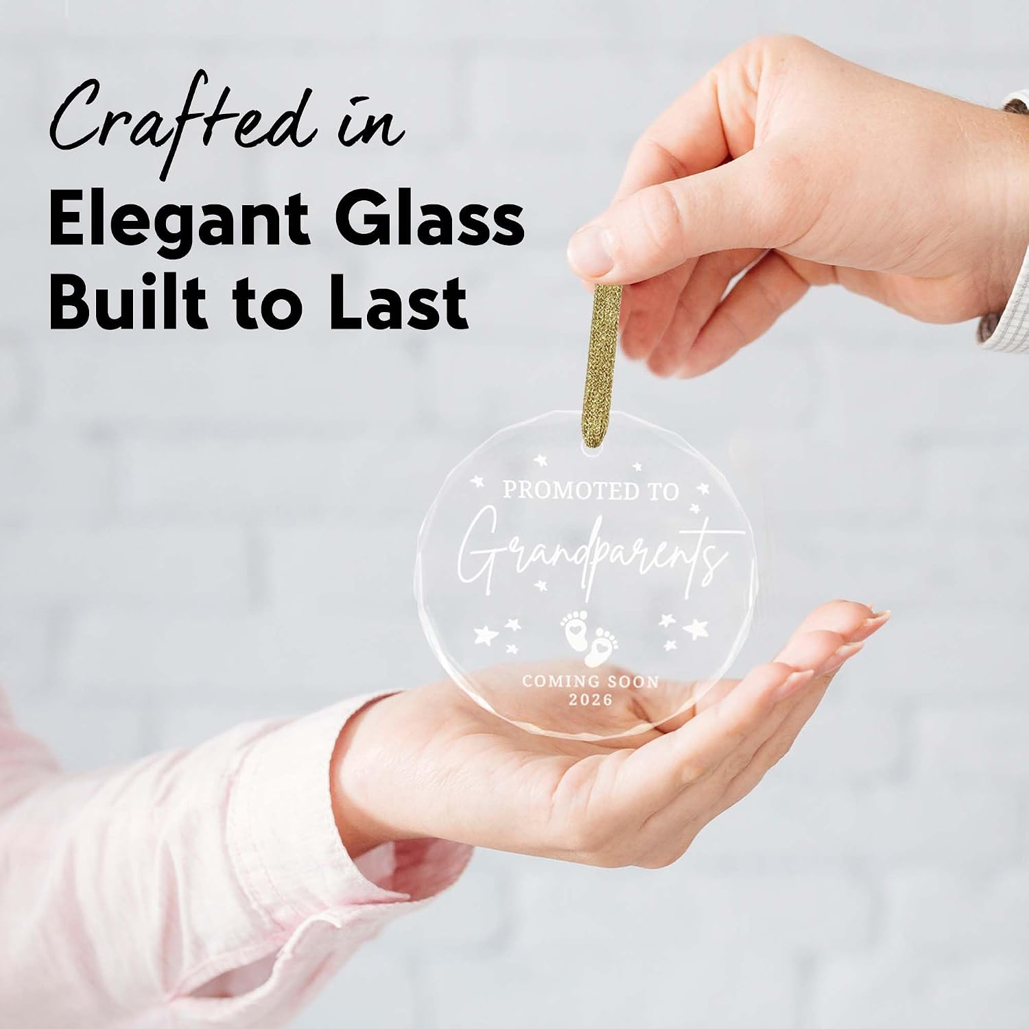 Grandparents Gifts - First Time Grandparents Gifts for Grandma, Grandpa - Baby Pregnancy Announcement Ornament for New Grandma - Grandpa to Be Ornaments - Glass Ornament
