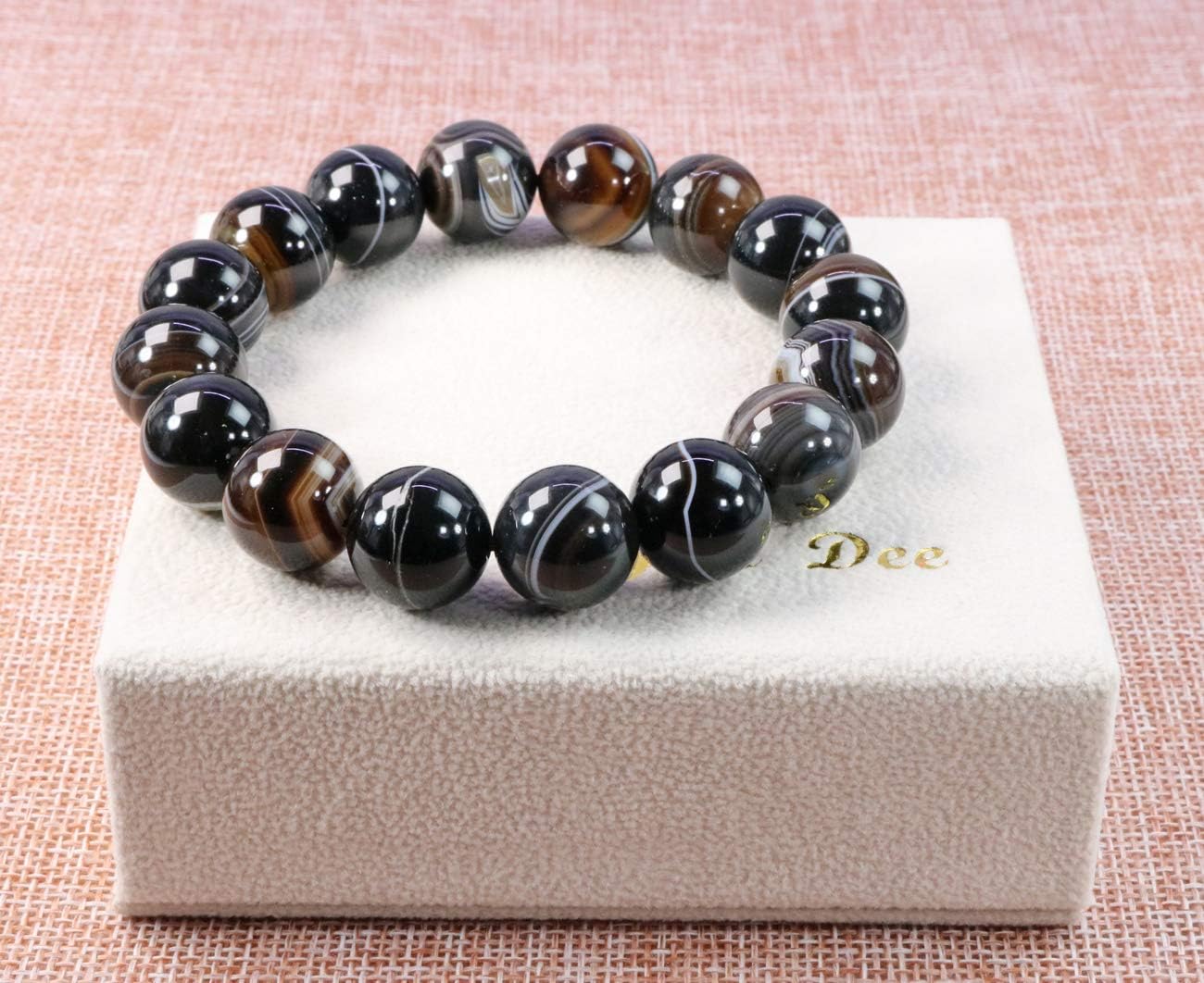 Jan&Dee Natural Semi-Precious Gemstone Healing Power Sardonyx Agate Crystal Bracelet