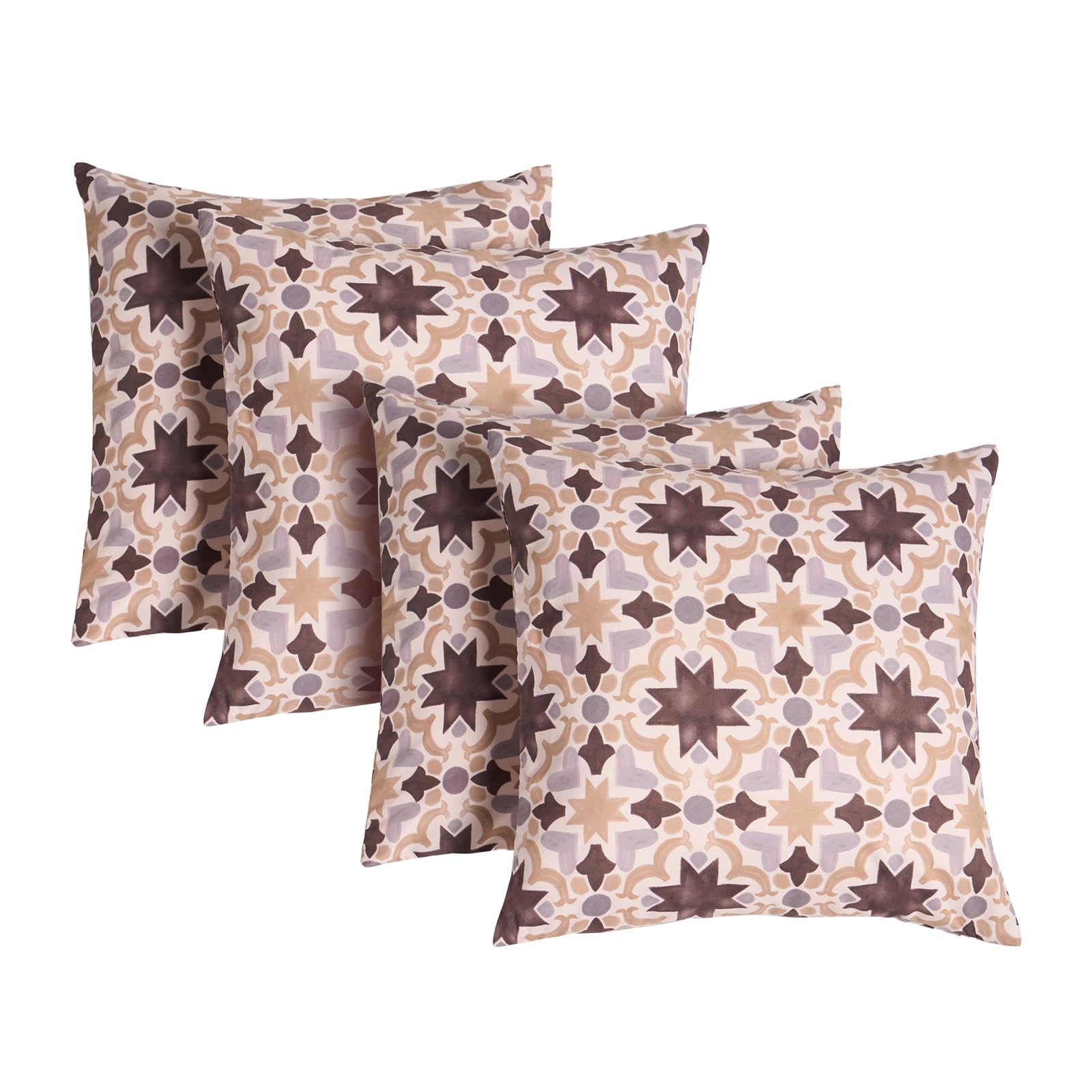 Ohs Natural Tiles Outdoor Cushion Covers 45 X 45 Decorative Tile Print Outdoor Cushions Waterproof Super Soft Garden Cushions Home Decor Throw Pillow Covers With Invisible Zipper Set Of 4, Natural
