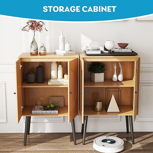 Miniatura 8 de Wonder Comfort Aparador de ratán para bufé, mesa consola de almacenamiento de cocina con 2 puertas abiertas para sala, comedor, dormitorio, entrada,