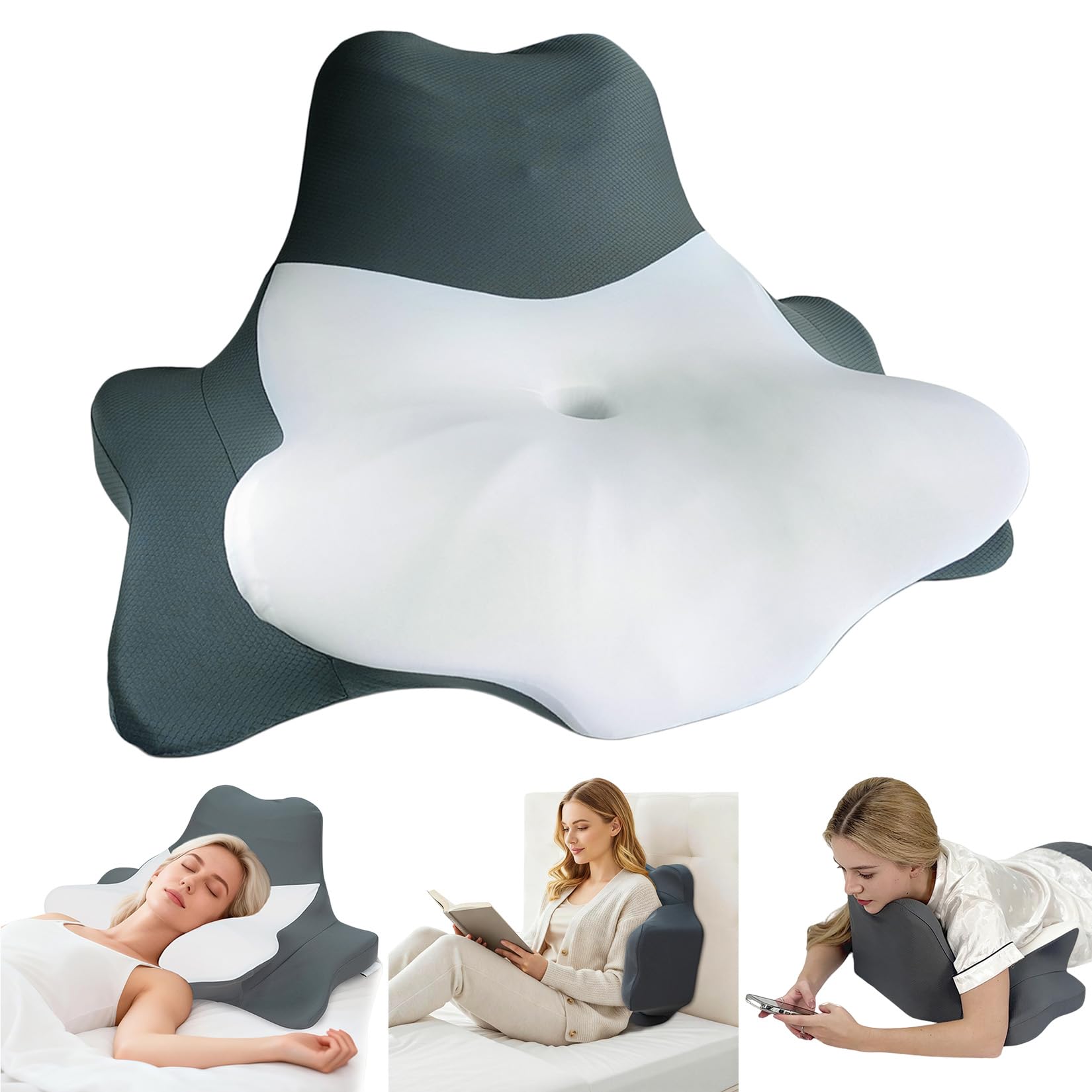FATIVO Cuscino da Lettura per Letto, Sdraiato, Appoggiato e Prono, Cuscino Cervicale a cuneo per dormire Ergonomico Memory Foam di supporto per mento e schiena su Divano, Letto
