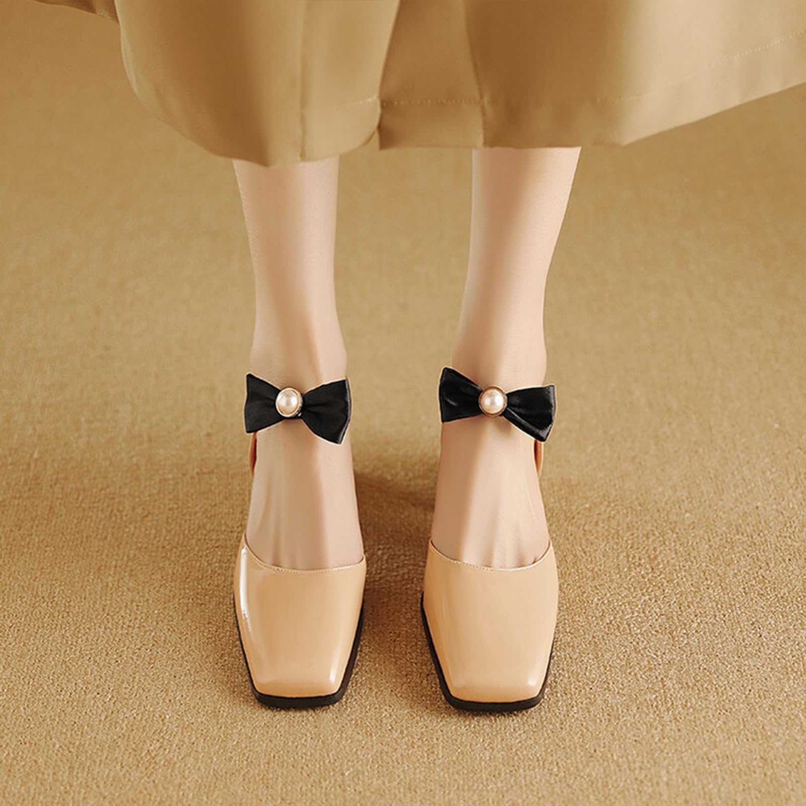 Scarpe Slingback Estive Donna Punta Squadrata Fiocco Taglie Estese | Taglie Forti Disponibili, Plantare Imbottito Per Piedi Larghi, Modello Traspirante Senza Tallone, Stile Classico