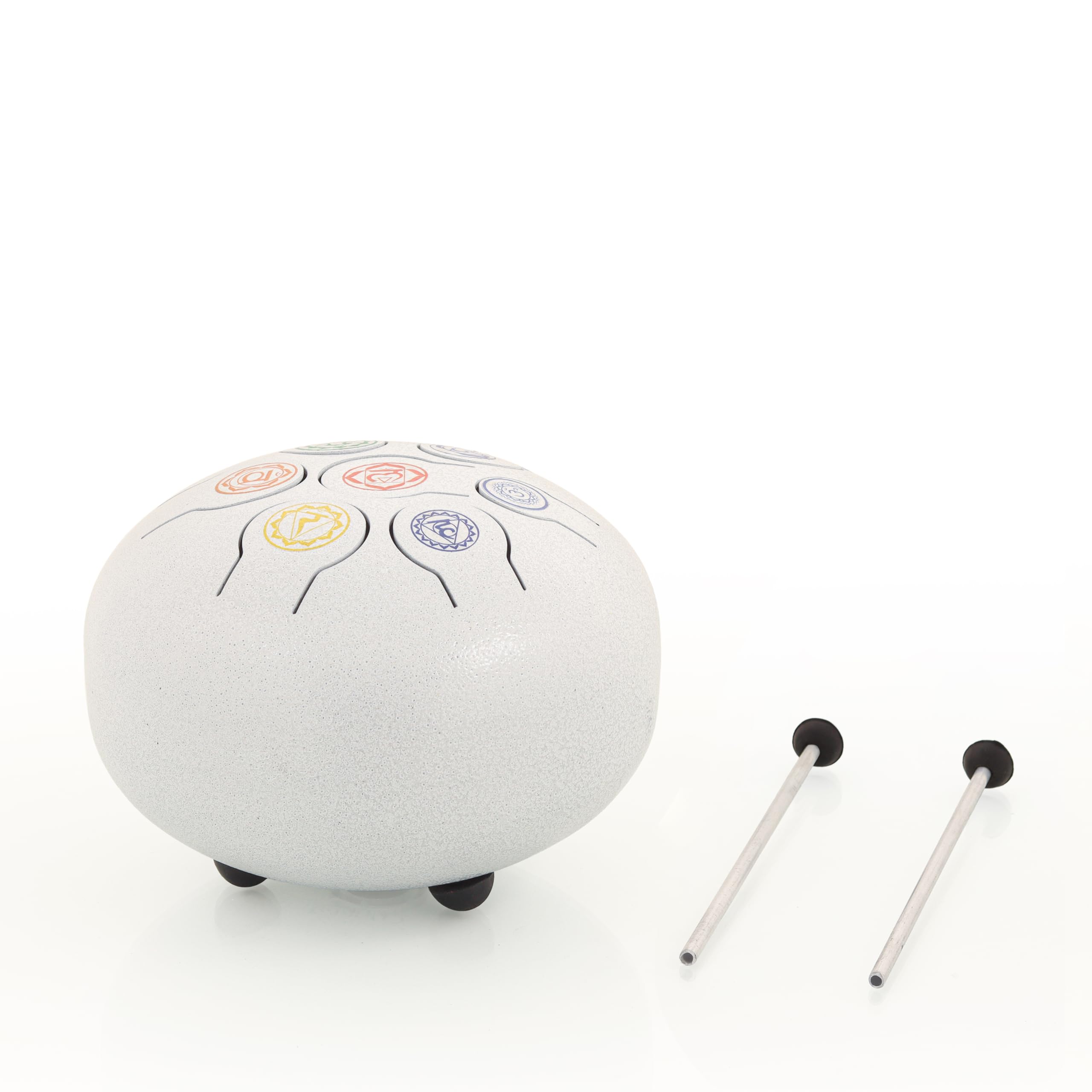 THE HEALING STORE Happy Drum 9", Tongue Drum, Hand Pan Hand Drum, Instruments for Musical Education, Meditation Yoga, Gift for Tongue Drum Percussion Beginner,singing bowl (white 7 chakra)