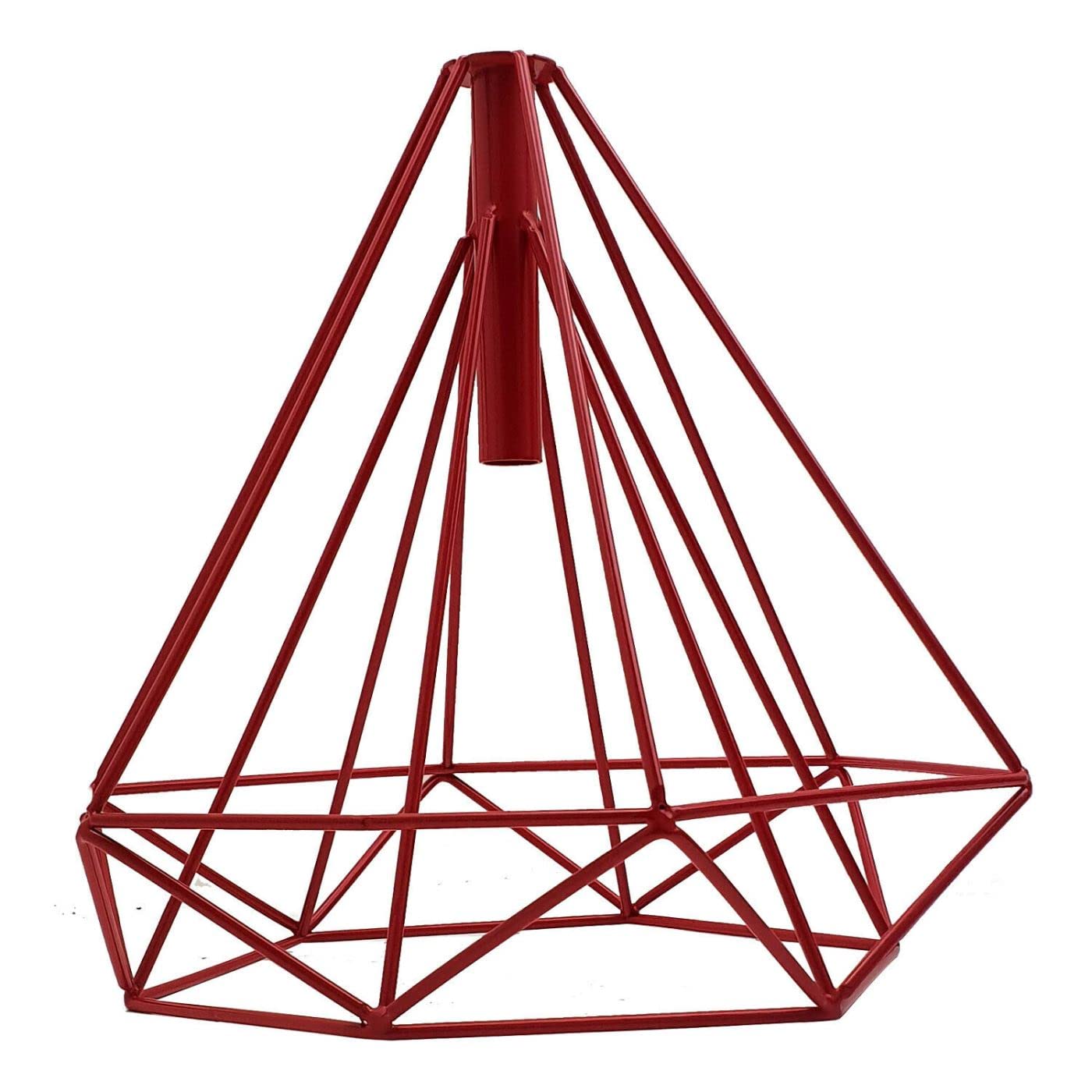 LEDSone Industrial Retro Indoor Metal Diamond Wire Cage Light Modern Easy Fit Shade for Pendant Light, Chandelier Light for Living Kitchen, Bedroom, Cafe & Hotel (Red)