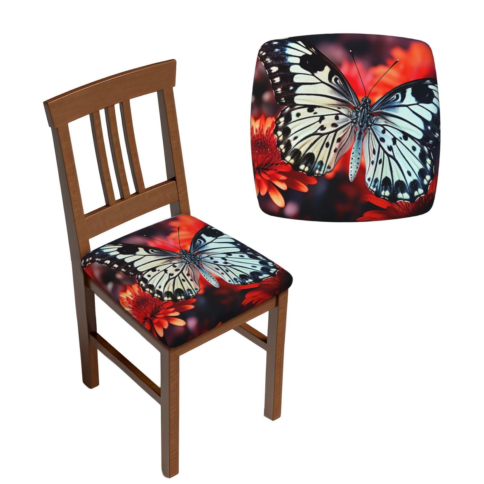 Housses de chaise de cuisine lavables et amovibles à fleurs colorées lot de 6