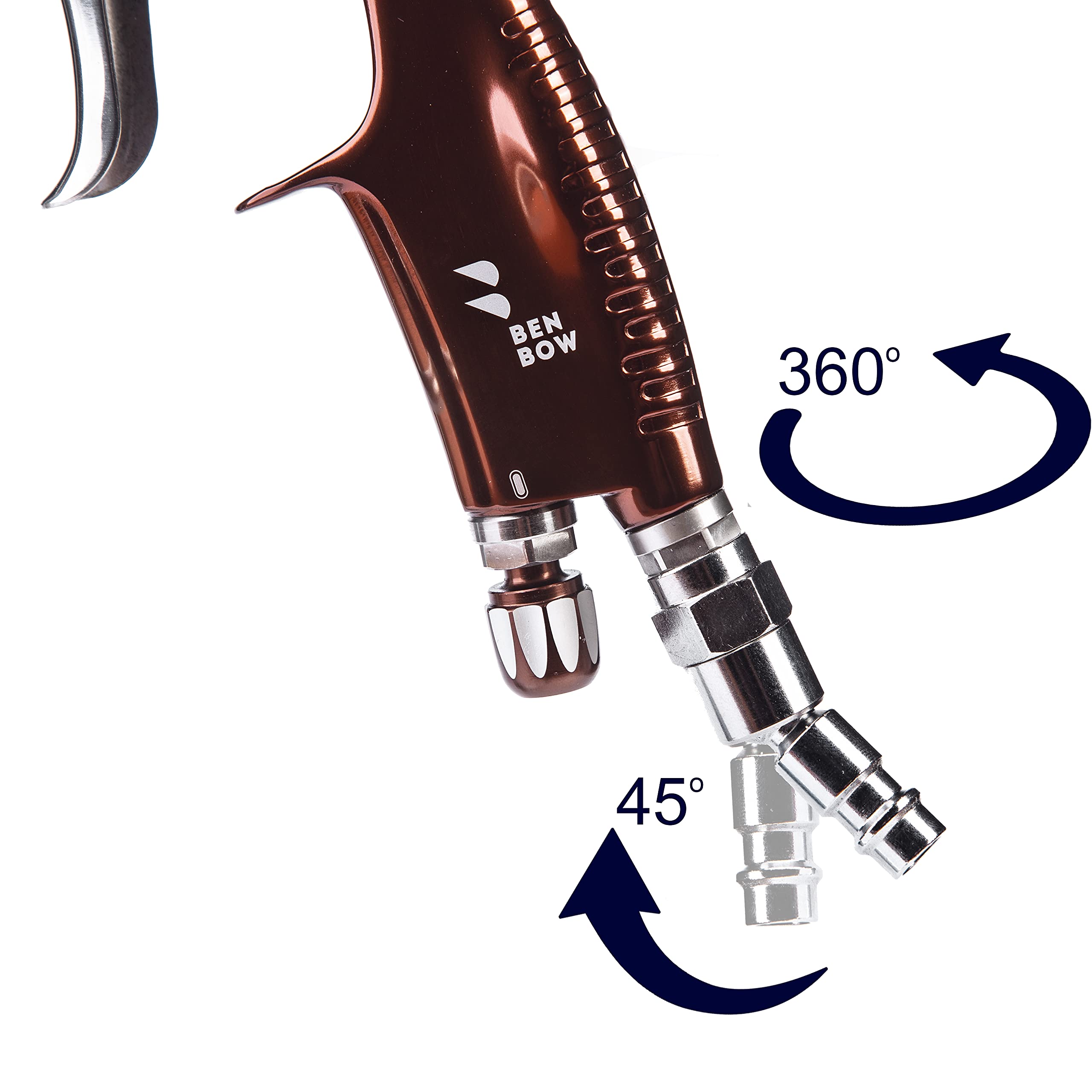 Benbow Raccordo filettato ad aria compressa femmina girevole con raccordo a 360° con tubo di pressione media da 1/4"